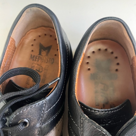 Mephisto Air Jet Black Pebbled Leather Mens 8.5 /07 1433 Walking Shoes EUC - Picture 5 of 16